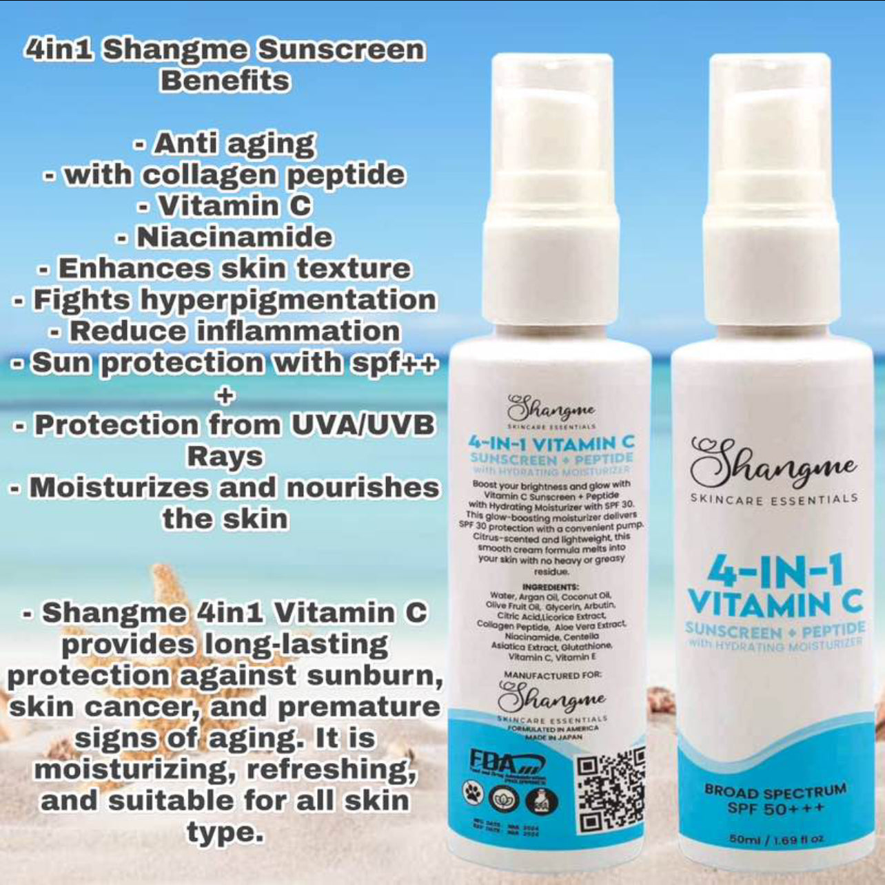 The best super effective money back guarantee Shangme 4in1 Sunscreen with Collagen Peptide and Vitamin C