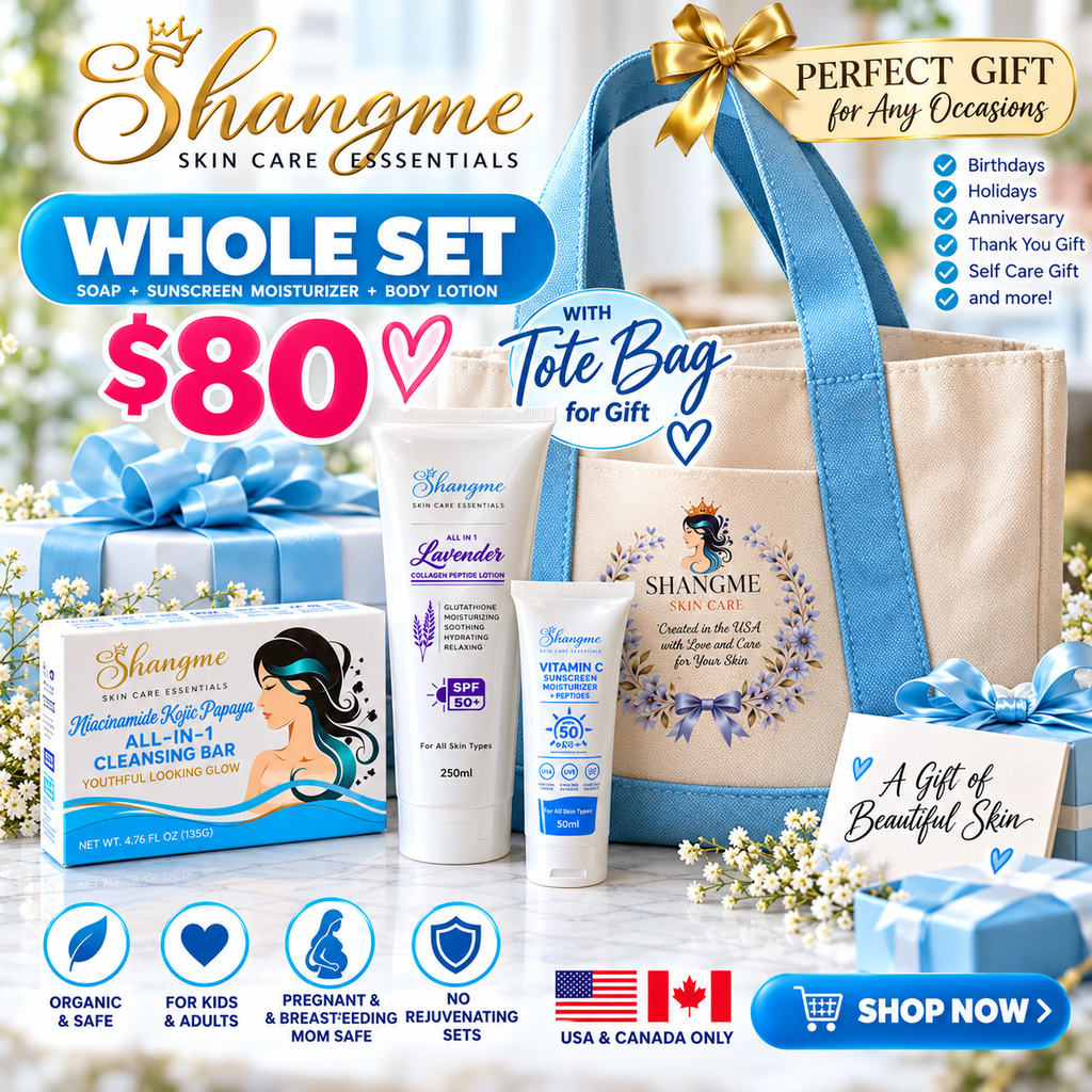 Shangme Complete Skin Care Gift Set with Signature Tote Bag – $80